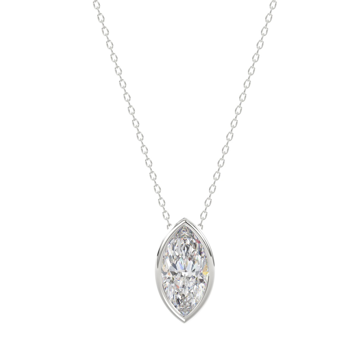 LADIES SOLITAIRE PENDANT 1CT MARQUISE DIAMOND 14K WHITE GOLD WITH CHAIN 1 LADIES SOLITAIRE PENDANT 1CT MARQUISE DIAMOND 14K WHITE GOLD WITH CHAIN - Image 1