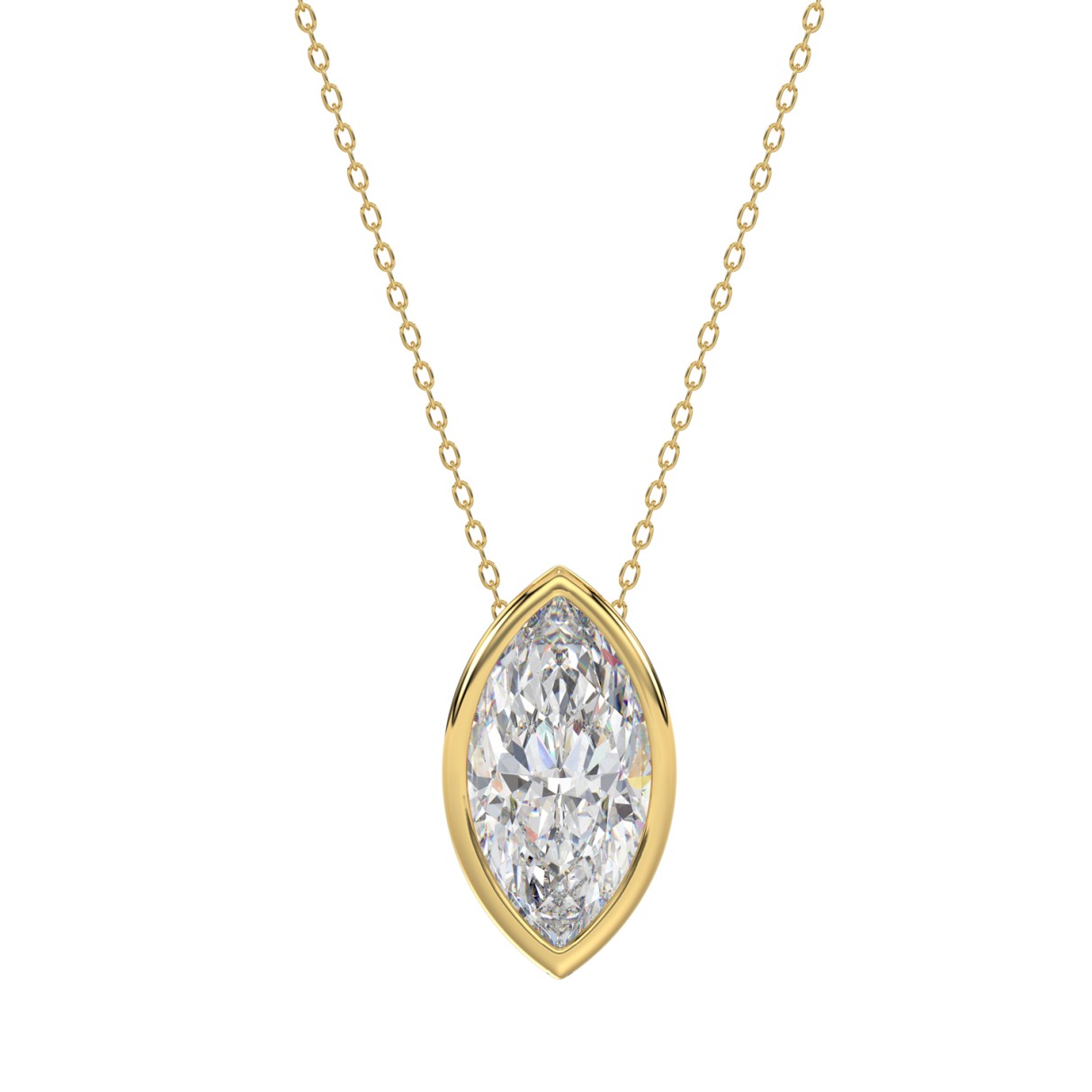 LADIES SOLITAIRE PENDANT 3CT MARQUISE DIAMOND 14K YELLOW GOLD 1 LADIES SOLITAIRE PENDANT 3CT MARQUISE DIAMOND 14K YELLOW GOLD - Image 1