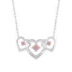 ETERNAL BLUSH COLLECTION LADIES NECKLACE 1/3CT ROUND DIAMOND 14K WHITE GOLD WITH CHAIN (CENTER STONE PINK ROUND DIAMOND 1/3CT) - Image 4