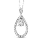14K WHITE GOLD 1.00CT ROUND/PEAR DIAMOND LADIES PENDANT WITH CHAIN - Image 3