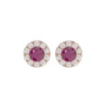 LADIES EARRINGS 5/8CT ROUND/RUBY DIAMOND 14K ROSE GOLD (CENTER STONE RUBY DIAMOND 3/4CT)