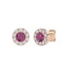 LADIES EARRINGS 5/8CT ROUND/RUBY DIAMOND 14K ROSE GOLD (CENTER STONE RUBY DIAMOND 3/4CT) - Image 3