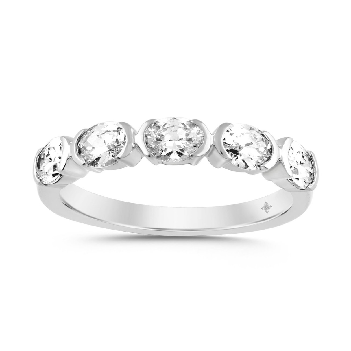 LADIES BAND 1CT OVAL DIAMOND 14K WHITE GOLD 1 LADIES BAND 1CT OVAL DIAMOND 14K WHITE GOLD - Image 1