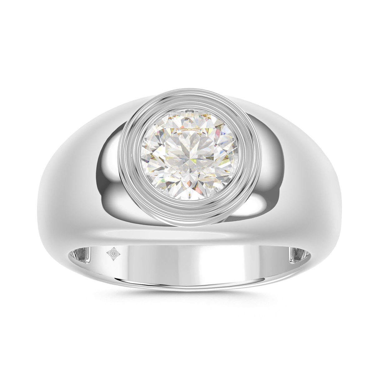 MEN'S RING 2CT ROUND DIAMOND 14K WHITE GOLD (CENTER STONE ROUND DIAMOND 2CT ) 1 MEN'S RING 2CT ROUND DIAMOND 14K WHITE GOLD (CENTER STONE ROUND DIAMOND 2CT ) - Image 1