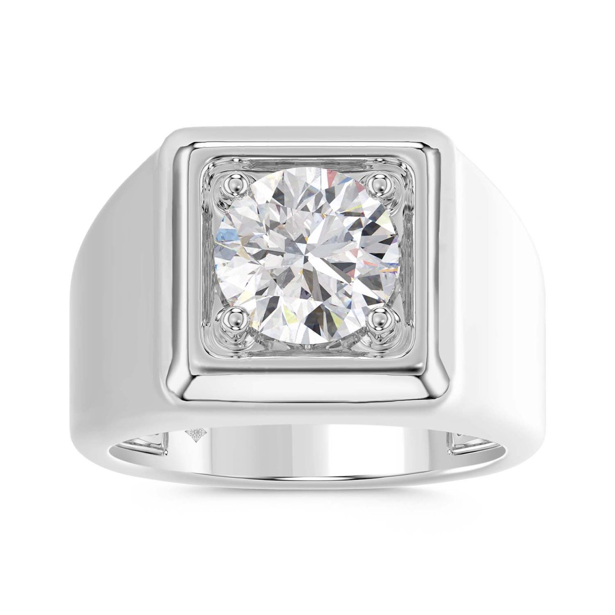 MEN'S RING 2CT ROUND DIAMOND 14K WHITE GOLD (CENTER STONE ROUND DIAMOND 2CT ) 1 MEN'S RING 2CT ROUND DIAMOND 14K WHITE GOLD (CENTER STONE ROUND DIAMOND 2CT ) - Image 1