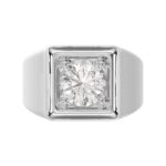 MEN'S RING 2CT ROUND DIAMOND 14K WHITE GOLD (CENTER STONE ROUND DIAMOND 2CT ) - Image 5