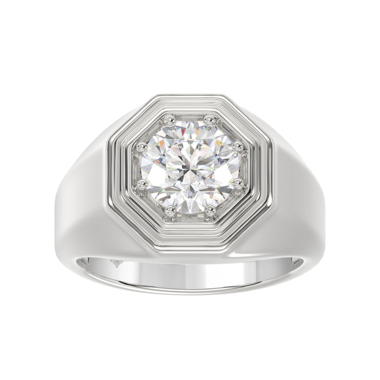 MEN'S RING 2CT ROUND DIAMOND 14K WHITE GOLD (CENTER STONE ROUND DIAMOND 2CT ) 1 MEN'S RING 2CT ROUND DIAMOND 14K WHITE GOLD (CENTER STONE ROUND DIAMOND 2CT ) - Image 1