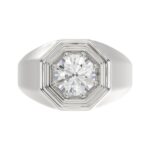 MEN'S RING 2CT ROUND DIAMOND 14K WHITE GOLD (CENTER STONE ROUND DIAMOND 2CT ) - Image 5