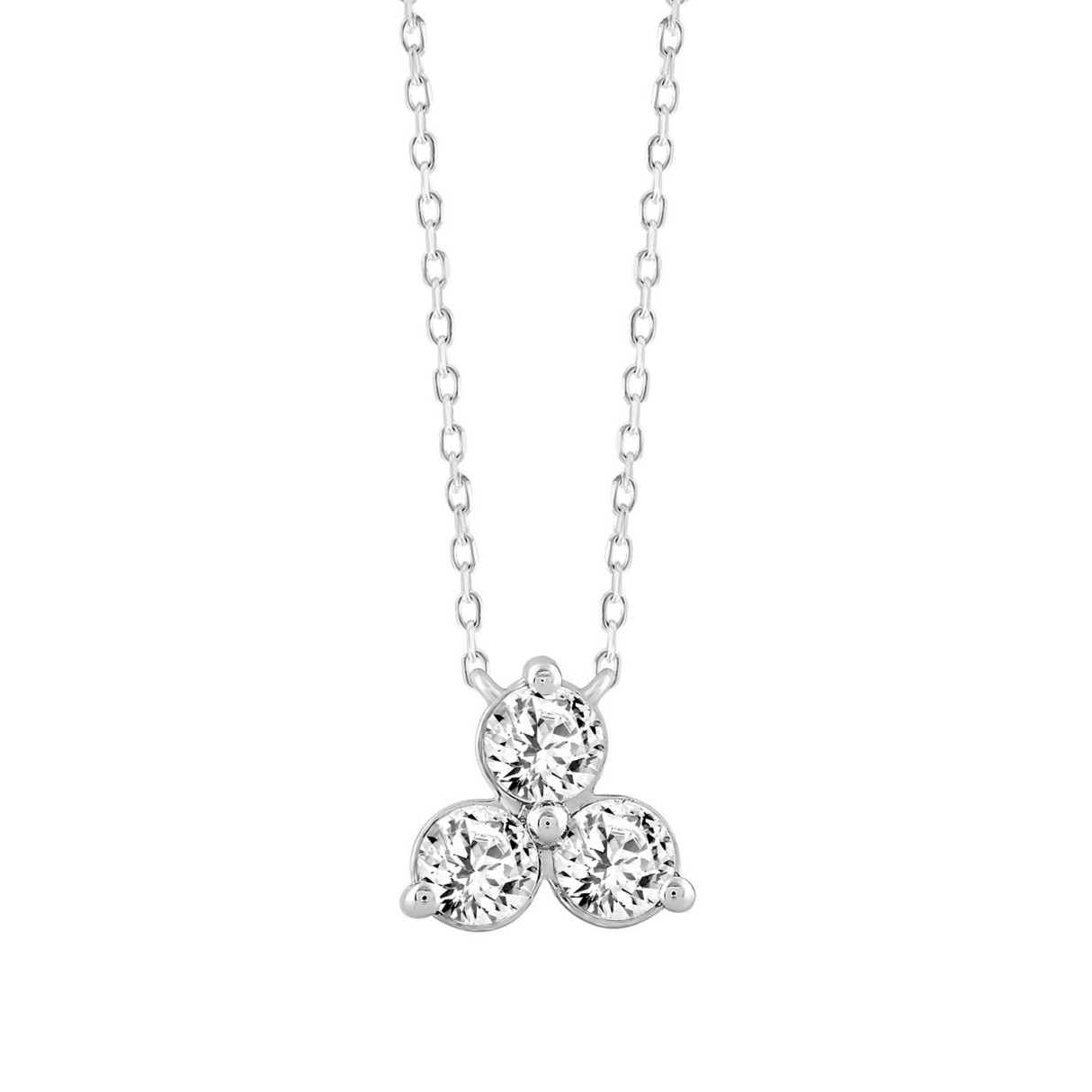 LADIES NECKLACE 1CT ROUND DIAMOND 14K WHITE GOLD WITH CHAIN 1 LADIES NECKLACE 1CT ROUND DIAMOND 14K WHITE GOLD WITH CHAIN - Image 1