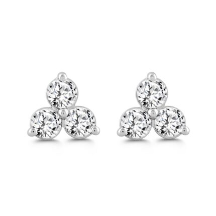 LADIES EARRINGS 1CT ROUND DIAMOND 14K WHITE GOLD