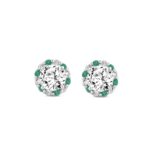 14K WHITE GOLD 2 1/2CT ROUND/ROUND GREEN DIAMOND LADIES EARRING (CENTER STONE ROUND DIAMOND 2CT)