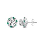 14K WHITE GOLD 2 1/2CT ROUND/ROUND GREEN DIAMOND LADIES EARRING (CENTER STONE ROUND DIAMOND 2CT) - Image 2