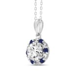 14K WHITE GOLD 1 1/4CT ROUND/ ROUND BLUE SAPPHIRE DIAMOND LADIES PENDANT (CENTER STONE ROUND DIAMOND 1CT) - Image 3