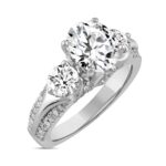 LADIES RING 3 1/3CT ROUND DIAMOND 14K WHITE GOLD (CENTER STONE ROUND DIAMOND 2CT ) - Image 2