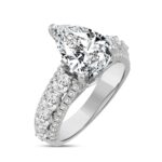 LADIES RING 4 1/4CT ROUND/PEAR/OVAL DIAMOND 14K WHITE GOLD (CENTER STONE PEAR DIAMOND 3CT ) - Image 2