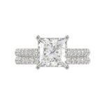 LADIES BRIDAL SET 3 1/2CT ROUND/PRINCESS DIAMOND 14K WHITE GOLD (CENTER STONE PRINCESS DIAMOND 3CT ) - Image 5