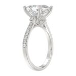 LADIES BRIDAL SET 3 1/2CT ROUND/CUSHION DIAMOND 14K WHITE GOLD (CENTER STONE CUSHION DIAMOND 4CT ) - Image 3