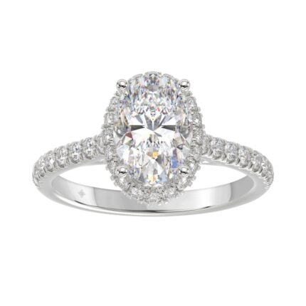 LADIES RING 2 1/2CT ROUND/OVAL DIAMOND 14K WHITE GOLD (CENTER STONE OVAL DIAMOND 2CT )
