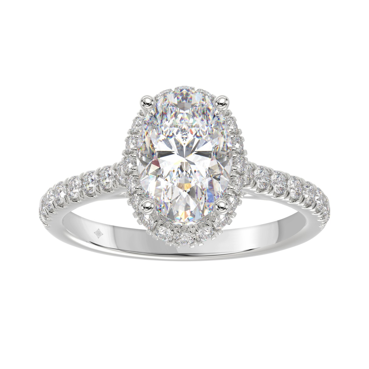 LADIES RING 2 1/2CT ROUND/OVAL DIAMOND 14K WHITE GOLD (CENTER STONE OVAL DIAMOND 2CT ) 1 LADIES RING 2 1/2CT ROUND/OVAL DIAMOND 14K WHITE GOLD (CENTER STONE OVAL DIAMOND 2CT ) - Image 1