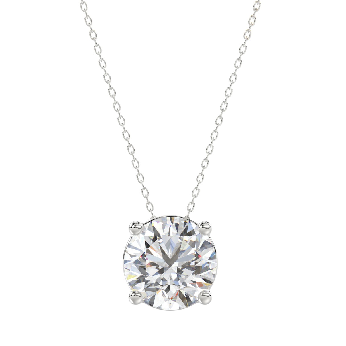 LADIES SOLITAIRE PENDANT WITH UNDER-PASS CHAIN 3CT ROUND DIAMOND 14K WHITE GOLD 1 LADIES SOLITAIRE PENDANT WITH UNDER-PASS CHAIN 3CT ROUND DIAMOND 14K WHITE GOLD - Image 1