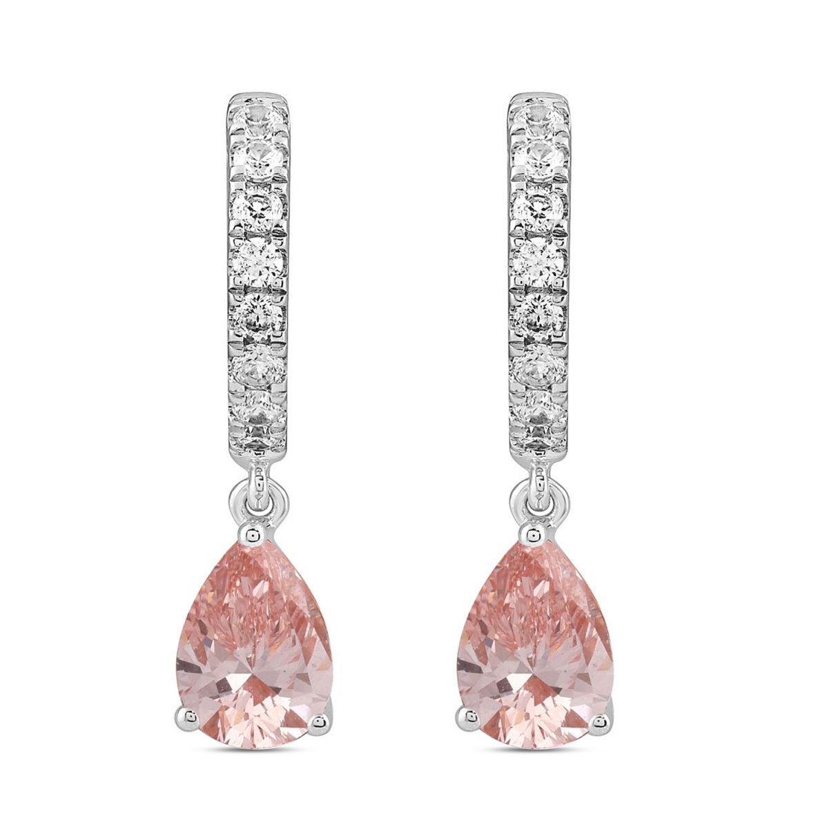 ETERNAL BLUSH COLLECTION 14K WHITE/ROSE GOLD 2.00CT ROUND/PINK PEAR DIAMOND LADIES HOOPS EARRINGS 1 ETERNAL BLUSH COLLECTION 14K WHITE/ROSE GOLD 2.00CT ROUND/PINK PEAR DIAMOND LADIES HOOPS EARRINGS - Image 1