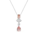 14K WHITE GOLD 2.00CT PEAR/OVAL/DIAMOND LADIES PENDANT WITH CHAIN