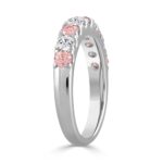 14K White Gold 1.00 CT Round Pink & White Diamond Alternating Band Ring - Image 3