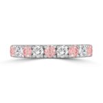 14K White Gold 1.00 CT Round Pink & White Diamond Alternating Band Ring - Image 2