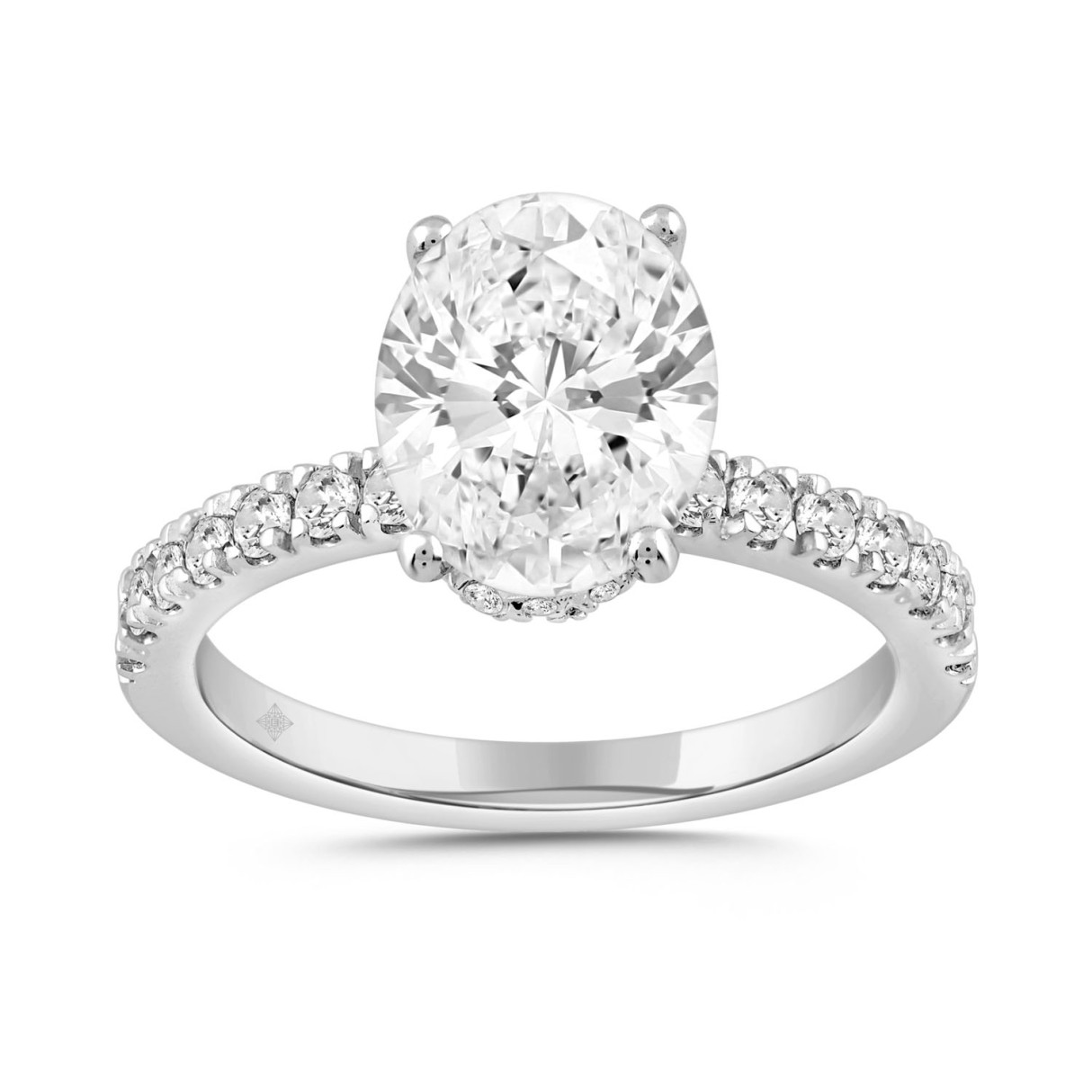 LADIES RING 2 1/2CT ROUND/OVAL DIAMOND 14K WHITE GOLD (CENTER STONE OVAL DIAMOND 2CT) 1 LADIES RING 2 1/2CT ROUND/OVAL DIAMOND 14K WHITE GOLD (CENTER STONE OVAL DIAMOND 2CT) - Image 1