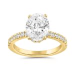 LADIES RING 2 1/2CT ROUND/OVAL DIAMOND 14K YELLOW GOLD (CENTER STONE OVAL DIAMOND 2CT )