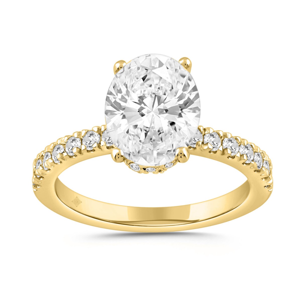 LADIES RING 2 1/2CT ROUND/OVAL DIAMOND 14K YELLOW GOLD (CENTER STONE OVAL DIAMOND 2CT ) 1 LADIES RING 2 1/2CT ROUND/OVAL DIAMOND 14K YELLOW GOLD (CENTER STONE OVAL DIAMOND 2CT ) - Image 1