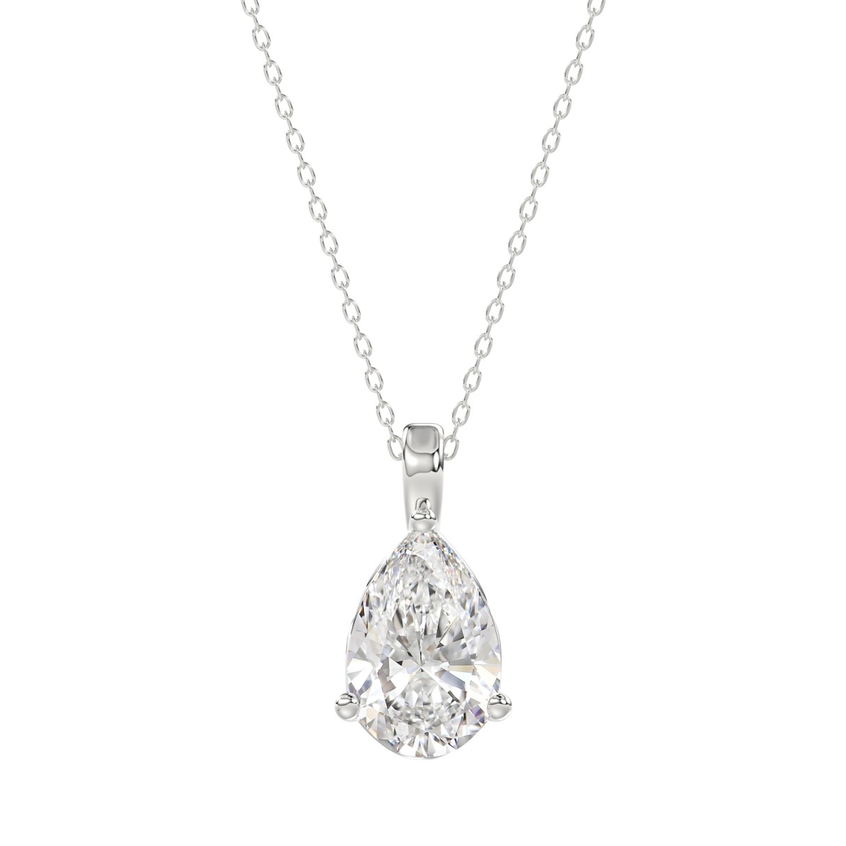 LADIES SOLITAIRE PENDANT 2 1/2CT PEAR DIAMOND 14K WHITE GOLD 1 LADIES SOLITAIRE PENDANT 2 1/2CT PEAR DIAMOND 14K WHITE GOLD - Image 1