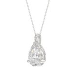 LADIES SOLITAIRE PENDANT 4CT PEAR DIAMOND 14K WHITE GOLD - Image 3