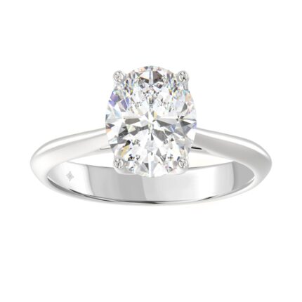 LADIES SOLITAIRE RING 2 1/2CT OVAL DIAMOND 14K WHITE GOLD