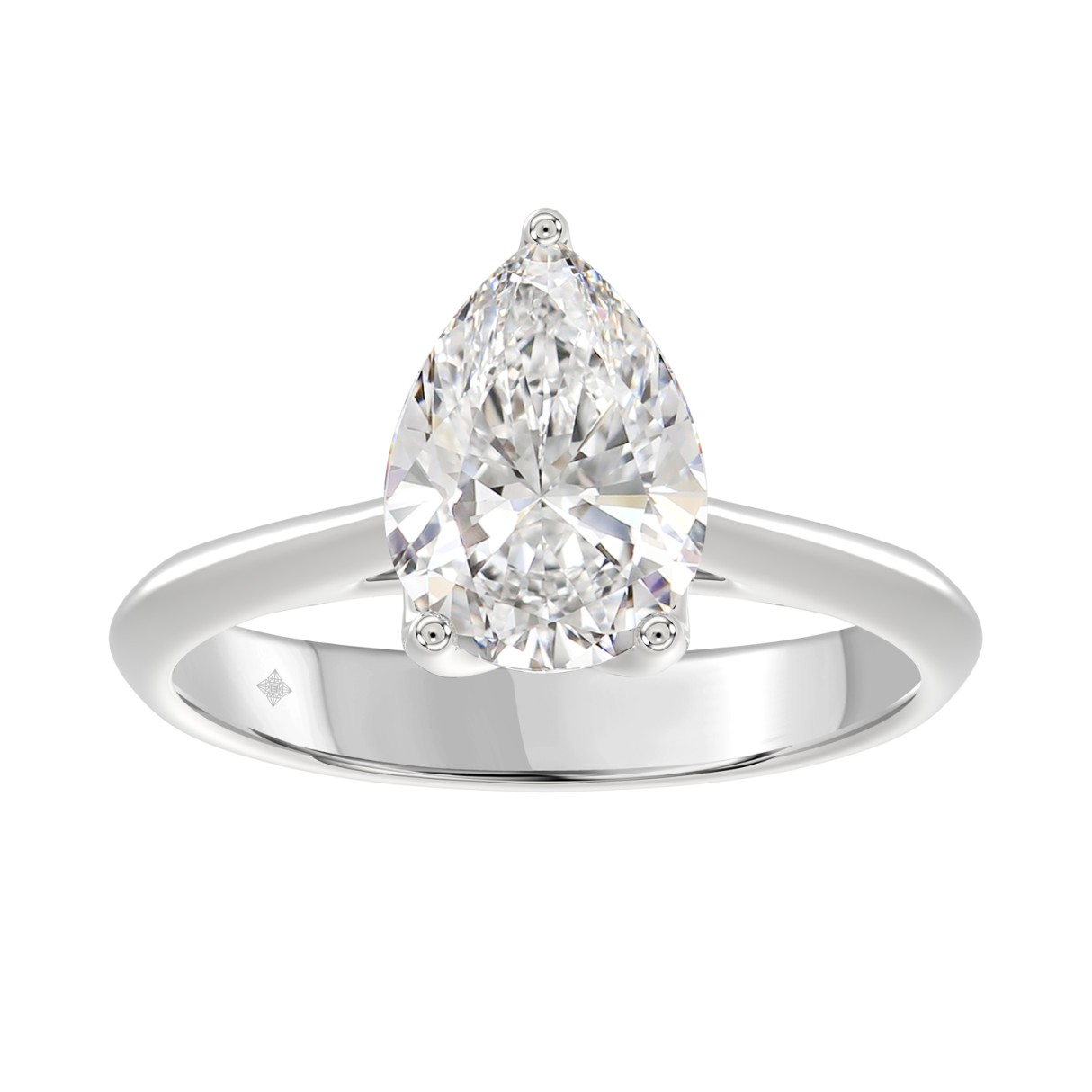 LADIES SOLITAIRE RING 2 1/2CT PEAR DIAMOND 14K WHITE GOLD 1 LADIES SOLITAIRE RING 2 1/2CT PEAR DIAMOND 14K WHITE GOLD - Image 1
