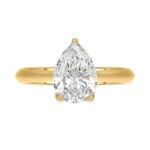 LADIES SOLITAIRE RING 2 1/2CT PEAR DIAMOND 14K YELLOW GOLD - Image 5