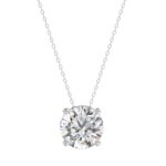 LADIES SOLITAIRE PENDANT WITH UNDER-PASS CHAIN 2 1/2CT ROUND DIAMOND 14K WHITE GOLD