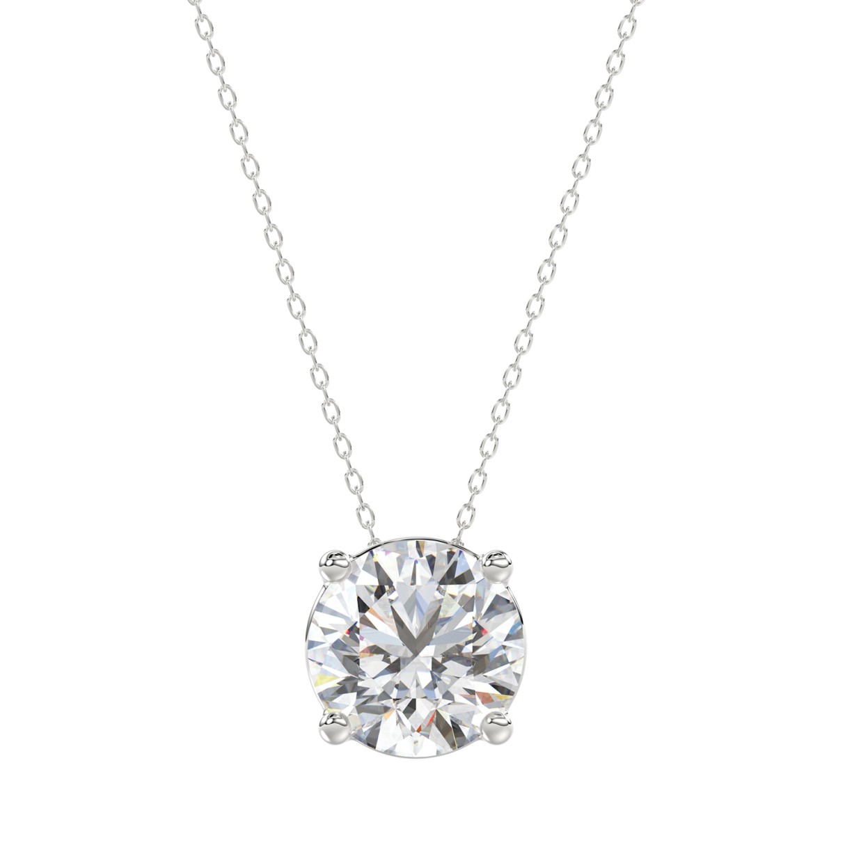LADIES SOLITAIRE PENDANT WITH UNDER-PASS CHAIN 2 1/2CT ROUND DIAMOND 14K WHITE GOLD 1 LADIES SOLITAIRE PENDANT WITH UNDER-PASS CHAIN 2 1/2CT ROUND DIAMOND 14K WHITE GOLD - Image 1