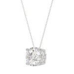 LADIES SOLITAIRE PENDANT WITH UNDER-PASS CHAIN 2 1/2CT ROUND DIAMOND 14K WHITE GOLD - Image 3