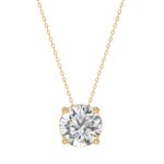 LADIES SOLITAIRE PENDANT WITH UNDER-PASS CHAIN 2 1/2CT ROUND DIAMOND 14K YELLOW GOLD