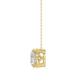 LADIES SOLITAIRE PENDANT WITH UNDER-PASS CHAIN 2 1/2CT ROUND DIAMOND 14K YELLOW GOLD - Image 2