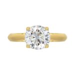 LADIES SOLITAIRE RING 2 1/2CT ROUND DIAMOND 14K YELLOW GOLD - Image 5