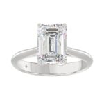 LADIES SOLITAIRE RING 4CT EMERALD DIAMOND 14K WHITE GOLD