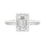 LADIES SOLITAIRE RING 4CT EMERALD DIAMOND 14K WHITE GOLD - Image 5