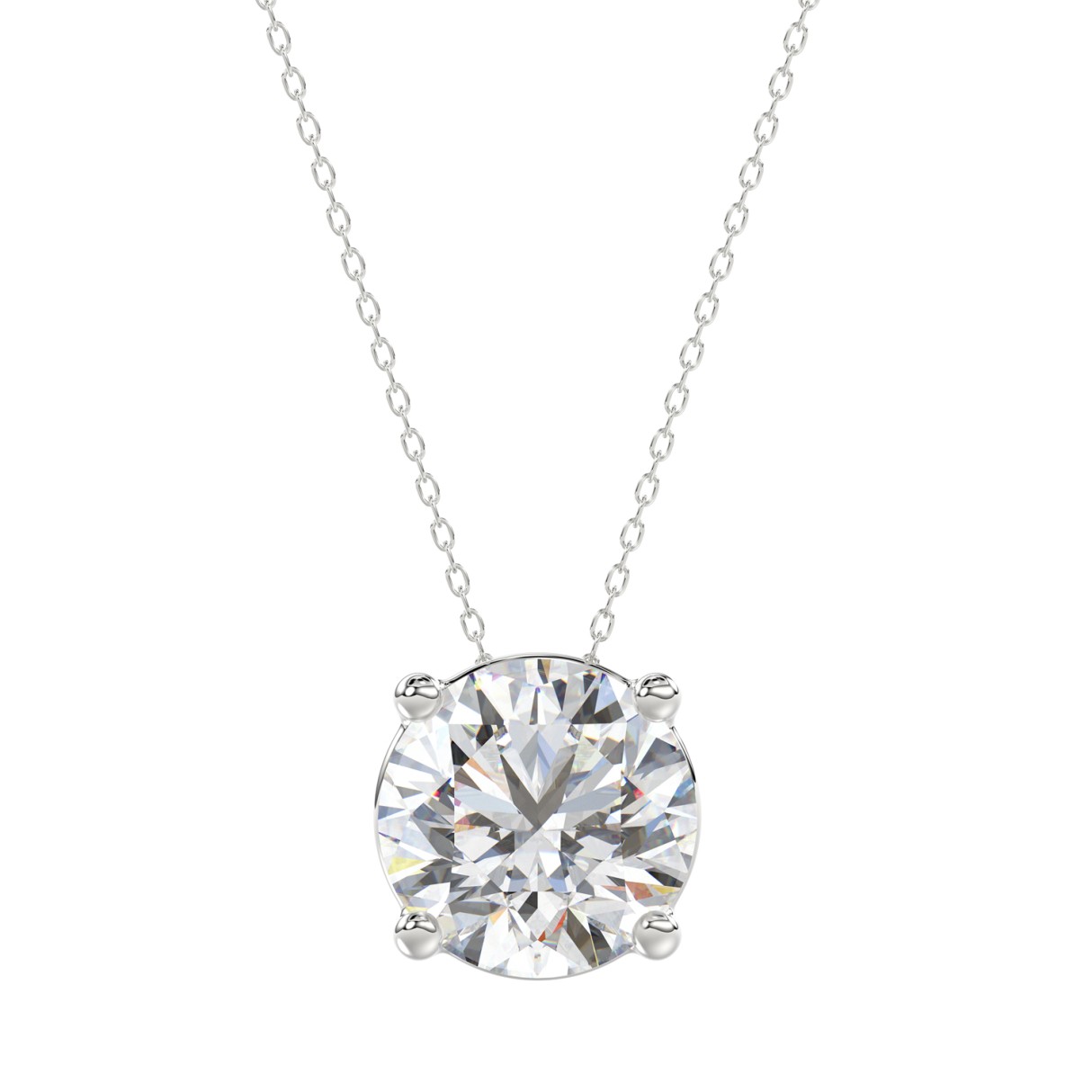LADIES SOLITAIRE PENDANT WITH CHAIN 4CT ROUND DIAMOND 14K WHITE GOLD 1 LADIES SOLITAIRE PENDANT WITH CHAIN 4CT ROUND DIAMOND 14K WHITE GOLD - Image 1
