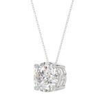 LADIES SOLITAIRE PENDANT WITH CHAIN 4CT ROUND DIAMOND 14K WHITE GOLD - Image 3