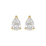 LADIES SOLITAIRE EARRINGS 4.00CT PEAR DIAMOND 14K YELLOW GOLD