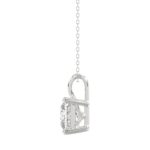 LADIES SOLITAIRE PENDANT WITH CHAIN 4CT PRINCESS DIAMOND 14K WHITE GOLD - Image 2
