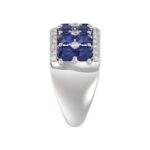 14K WHITE GOLD 4.00CT ROUND/ROUND BLUE SAPPHIRE DIAMOND LADIES RING - Image 4