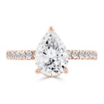 14K ROSE GOLD 1/2CT ROUND/PEAR DIAMOND LADIES RING (CENTER STONE PEAR DIAMOND 2CT) - Image 3